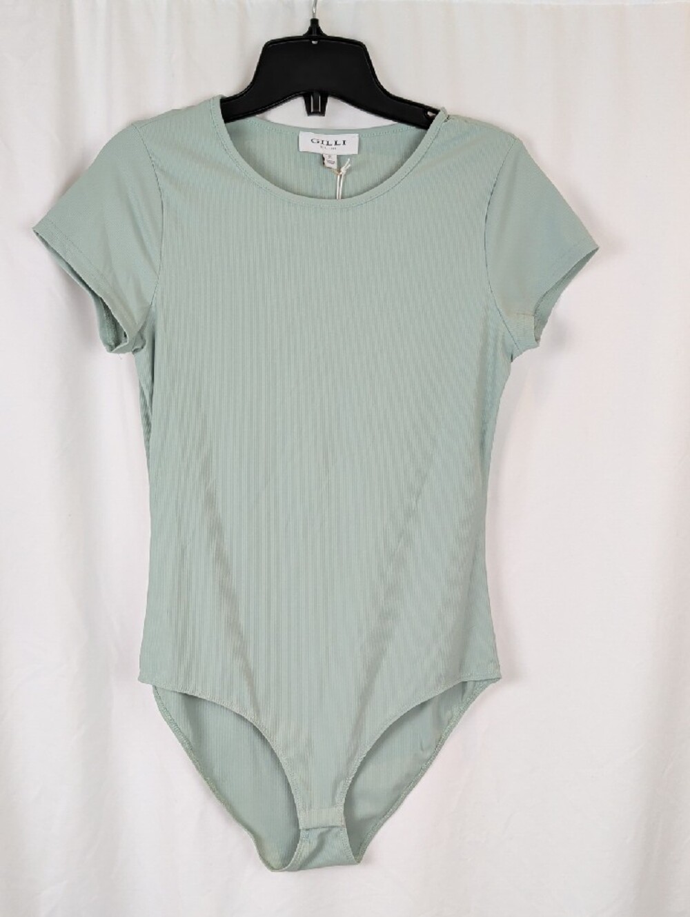 NWT Gilli Lottie Ribbed Short Sleeve Bodysuit Sage Green Small